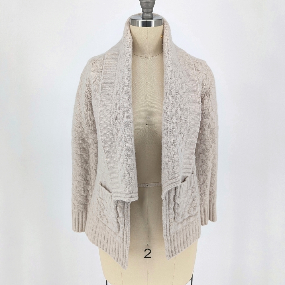 Talula Chunky Lambswool Knit Cardigan Cream S bohemian fall winter preppy